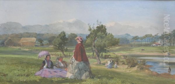 A Summer Day In A Country Park Oil Painting by John Absolon