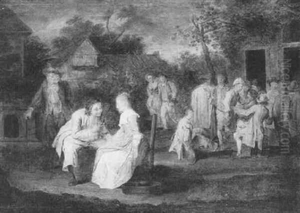 Proposal Scene At An Outdoor Fete Oil Painting by Pieter Angillis