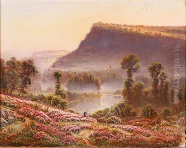 Expansive Landscape At Sunrise Oil Painting by Gaston Anglade