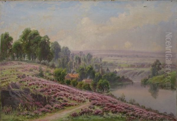 La Souterraine, Bruyeres En Fleurs Oil Painting by Gaston Anglade