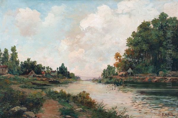 Sommerliche Flusslandschaft Oil Painting by Gaston Anglade