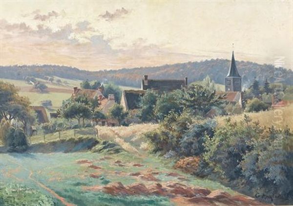 Franzosische Hugellandschaft Mit Dorf Oil Painting by Gaston Anglade