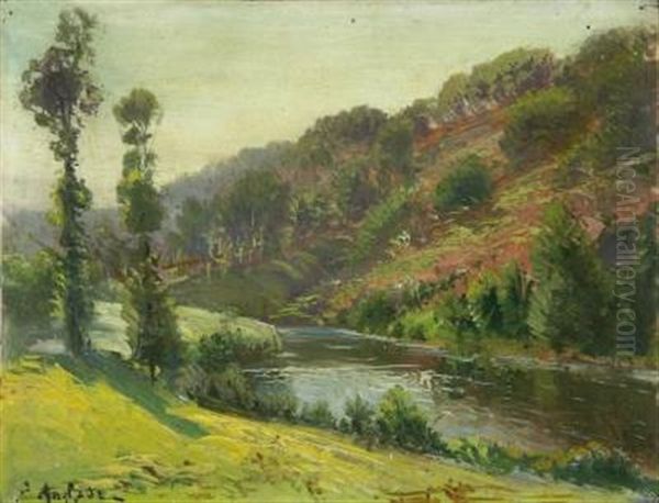 Sommerliche Flusslandschaft Oil Painting by Gaston Anglade