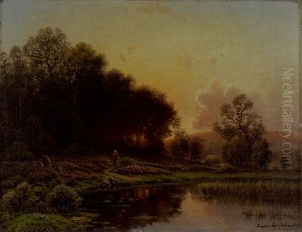 Bruyeres En Bord D'etang Oil Painting by Gaston Anglade