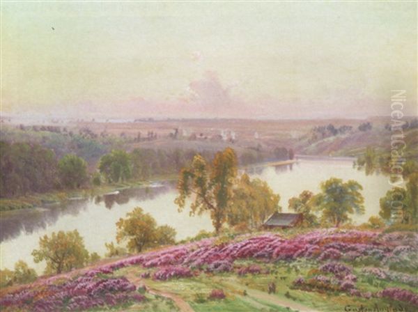 Paysage De Bruyeres Dans La Vallee De La Creuse Oil Painting by Gaston Anglade