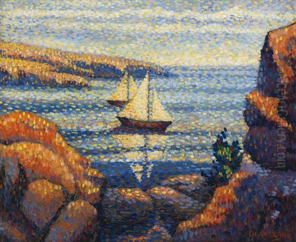 Bateaux A Voile Pres De La Cote Oil Painting by Charles Angrand