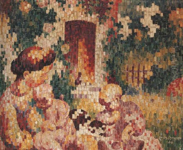 Mere Et Enfants Oil Painting by Charles Angrand