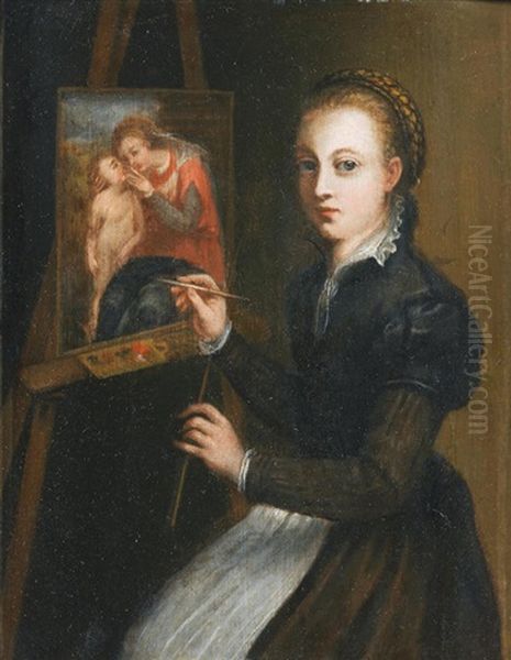 Portrait Of The Artist At Her Easel Oil Painting by Sofonisba Anguissola