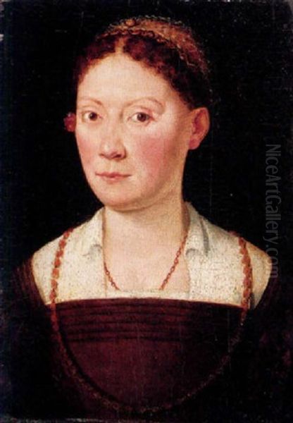 Portrait Of A Lady Wearing A Brown Dress Oil Painting by Sofonisba Anguissola