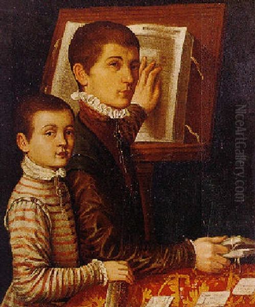 Portrait Of A Young Boy And His Tutor Oil Painting by Sofonisba Anguissola