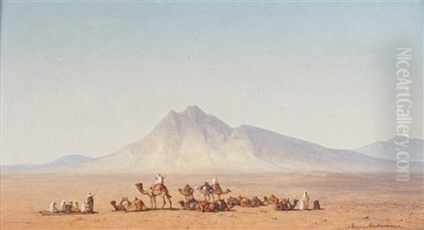 Karavan Med Kameler Oil Painting by Henrik August Ankarcrona