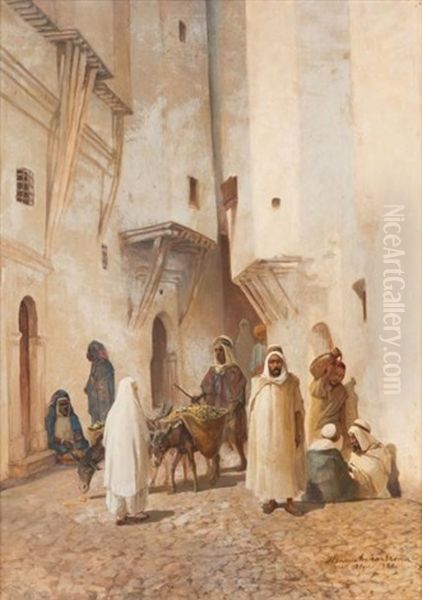 Ruelle De La Casbah, Alger Oil Painting by Henrik August Ankarcrona