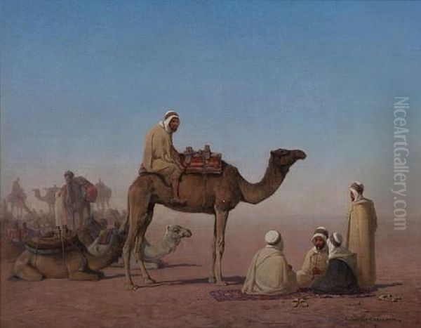 Bedouin Resting Oil Painting by Henrik August Ankarcrona