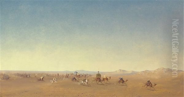 The Attack On The Caravan Oil Painting by Henrik August Ankarcrona