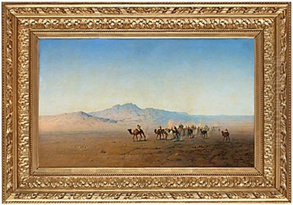 Beduinkaravan Oil Painting by Henrik August Ankarcrona