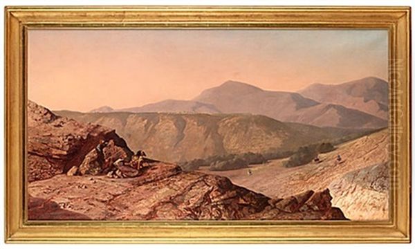 Afrikanskt Bergslandskap Med Spejare Oil Painting by Henrik August Ankarcrona