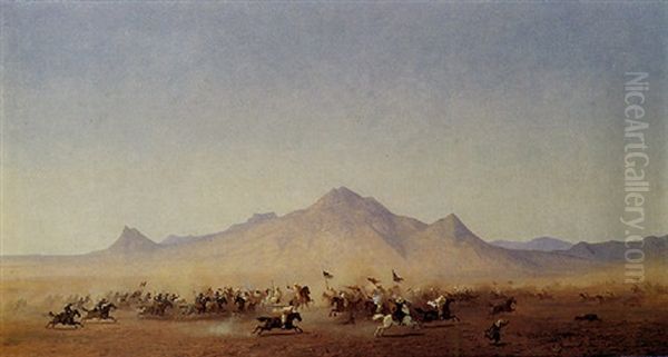 Scontro Di Cavalleria Francese E Araba by Henrik August Ankarcrona