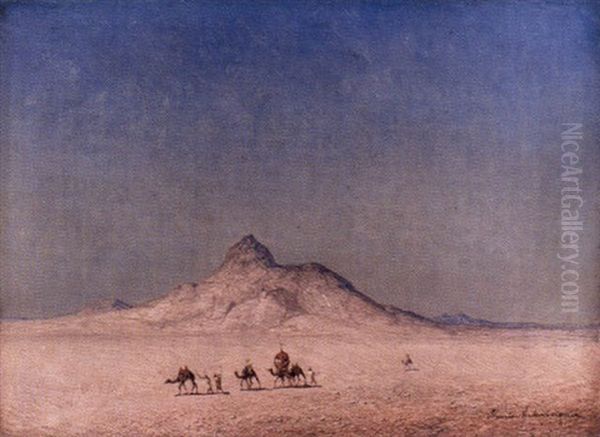 Kamelkaravan Oil Painting by Henrik August Ankarcrona