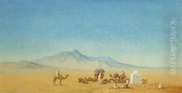 A Rest In The Desert Oil Painting by Henrik August Ankarcrona