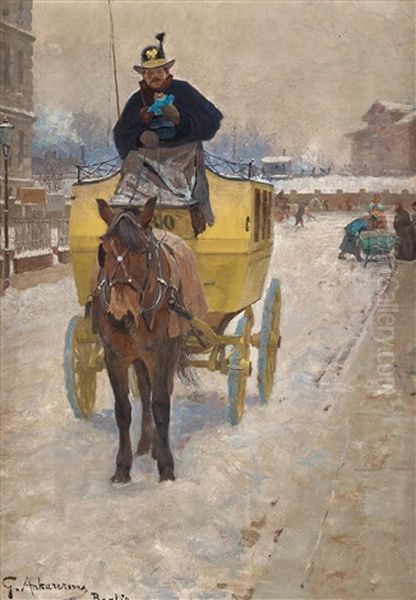 Mail Coachman, Berlin Oil Painting by Stan Gustaf Herman Ankarcrona