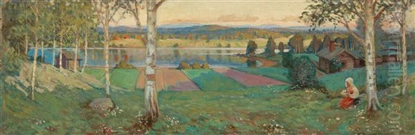 Summer Landscape From Dalarna Oil Painting by Stan Gustaf Herman Ankarcrona