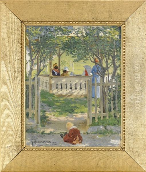 Familjeidyll Fran Norge Oil Painting by Stan Gustaf Herman Ankarcrona