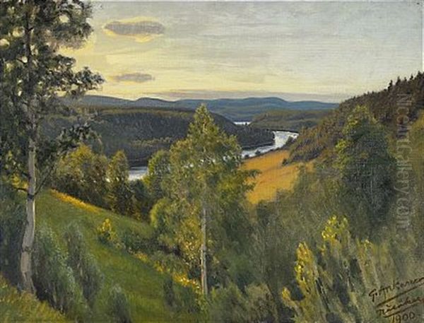 Landskap Med Fors Oil Painting by Stan Gustaf Herman Ankarcrona