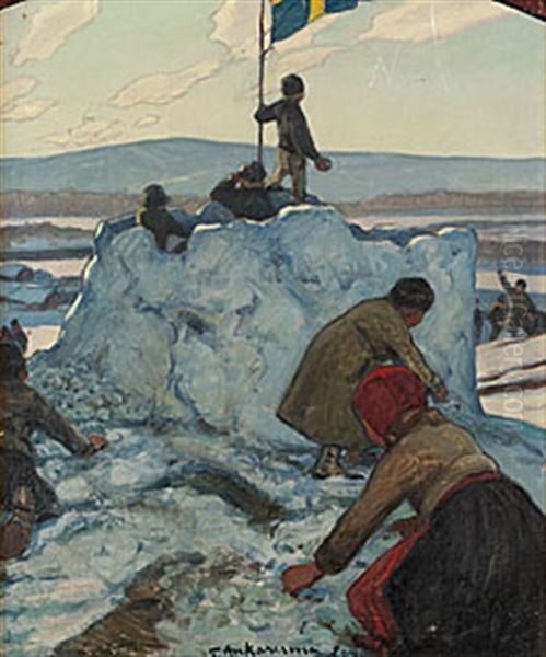 Snobollskrig Oil Painting by Stan Gustaf Herman Ankarcrona