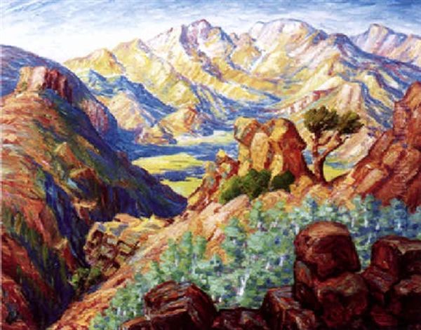 In The Rockies, Estes Park, Colorado Oil Painting by John S(ites) Ankeney