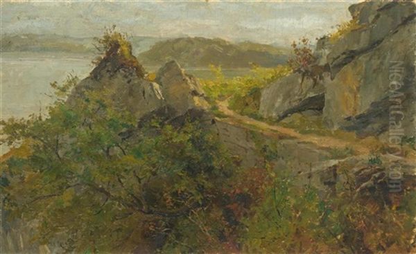 Landscape Study: Pilgerzug Near Ligerz Oil Painting by Albert Anker