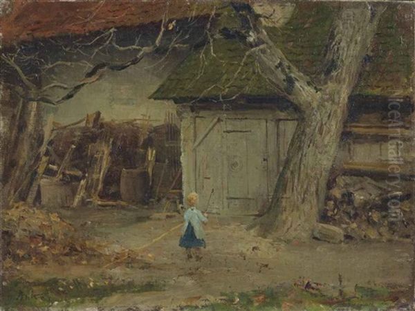 Bauernhof Oil Painting by Albert Anker