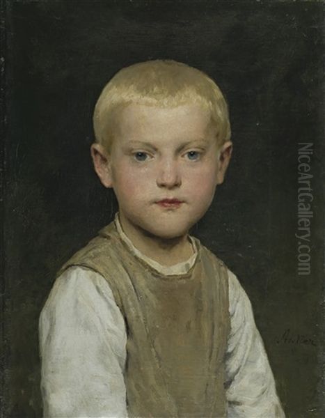 Knabenbildnis (dr Heiri) Oil Painting by Albert Anker