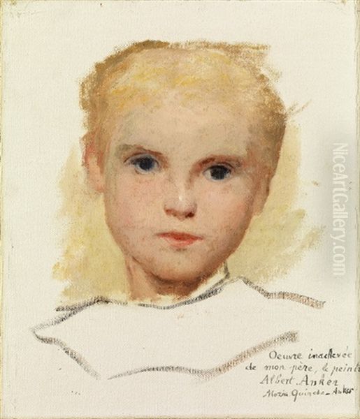 Portrait Eines Jungen Madchens Oil Painting by Albert Anker