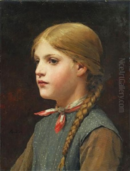 Madchenbildnis (portrait Of A Girl) by Albert Anker