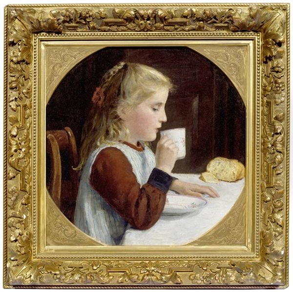 Madchen, Kaffee Trinkend Oil Painting by Albert Anker