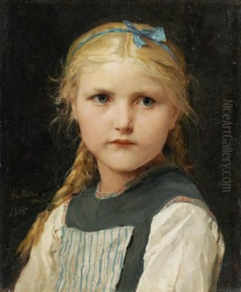 Madchenbildnis (portrait Of A Girl) by Albert Anker