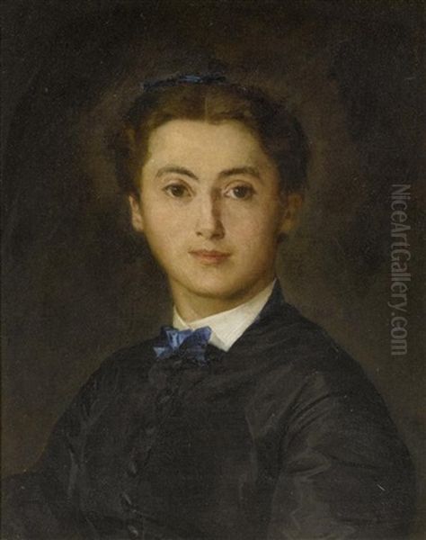 Bildnis Therese Von Wyttenbach-von Fischer Oil Painting by Albert Anker