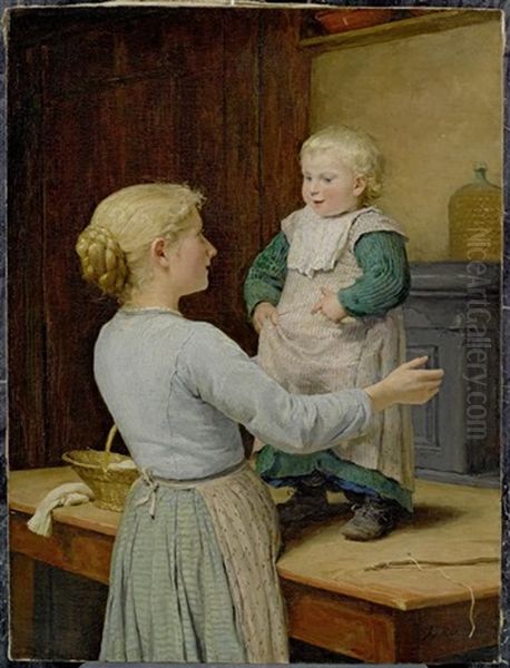 Die Altere Schwester Oil Painting by Albert Anker