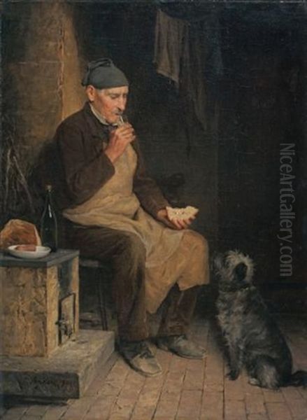 Alter Mann Beim Znuni (gyp) (old Man Taking A Rest (gyp)) Oil Painting by Albert Anker