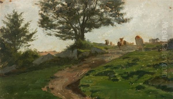 Feldweg Im Seeland Oil Painting by Albert Anker