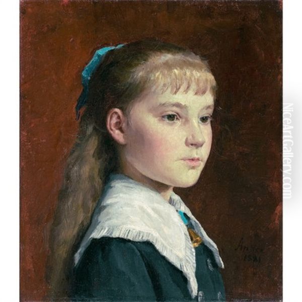 Bildnis Marie Anker (portrait Marie Anker) Oil Painting by Albert Anker