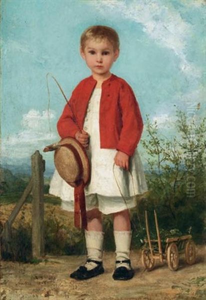 Kinderbildnis - Alfred Zuber Oil Painting by Albert Anker