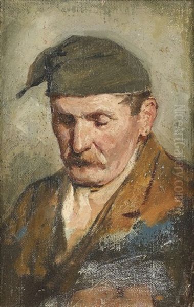 Kopf Eines Bauern Mit Zipfelmutze Oil Painting by Albert Anker