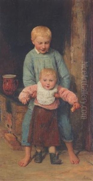 Die Ersten Schritte Oil Painting by Albert Anker