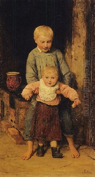 Die Ersten Schritte Oil Painting by Albert Anker