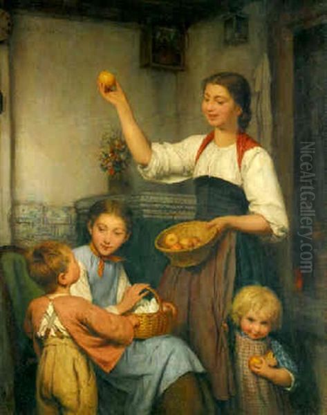 Die Alterer Schwester Oil Painting by Albert Anker