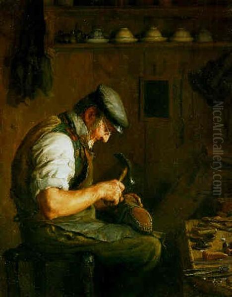 Schuhmacher Feissli Oil Painting by Albert Anker