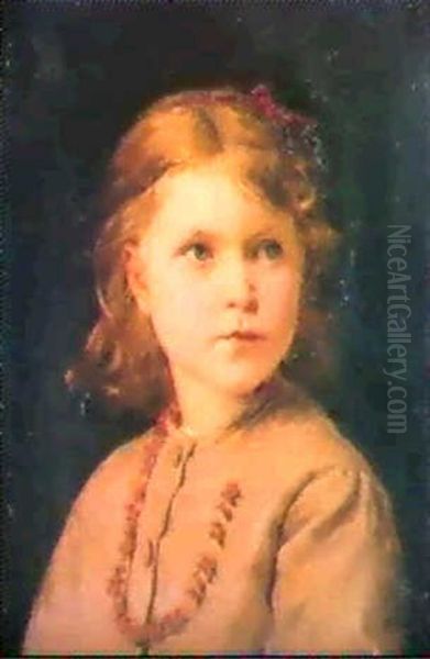 Bildnis Eines Madchens Mit Roter Halskette Oil Painting by Albert Anker