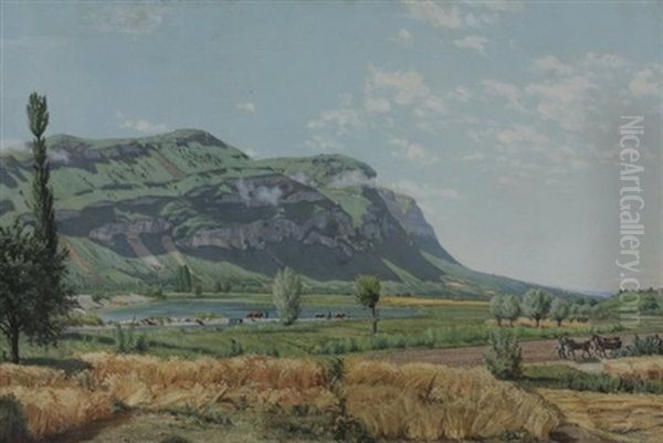 Landschaft Mit Saleve Oil Painting by Georges Annen