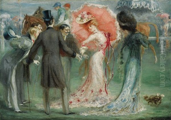 Elegantes Aux Courses Oil Painting by Louis Anquetin